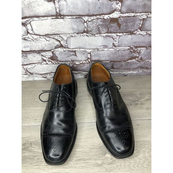 Allen Edmonds Dryden Black Leather Cap Toe Oxfords Brogue Shoes Men Sz 10E US/43 main image 8